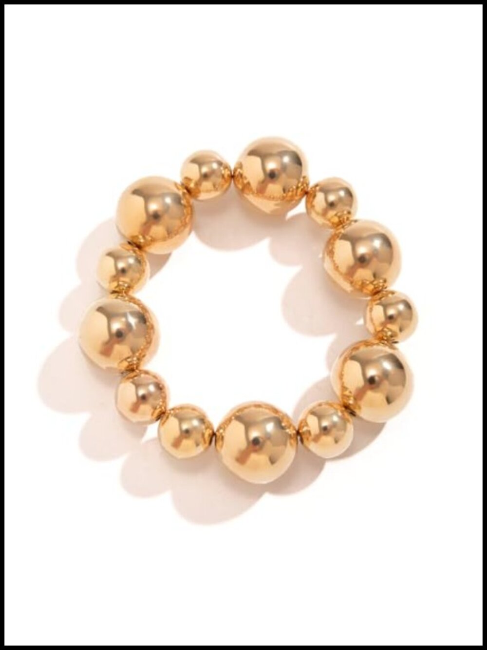 Chunky Gold Beaded Bracelet for Women Elastic Stretch Strand Bracelet
